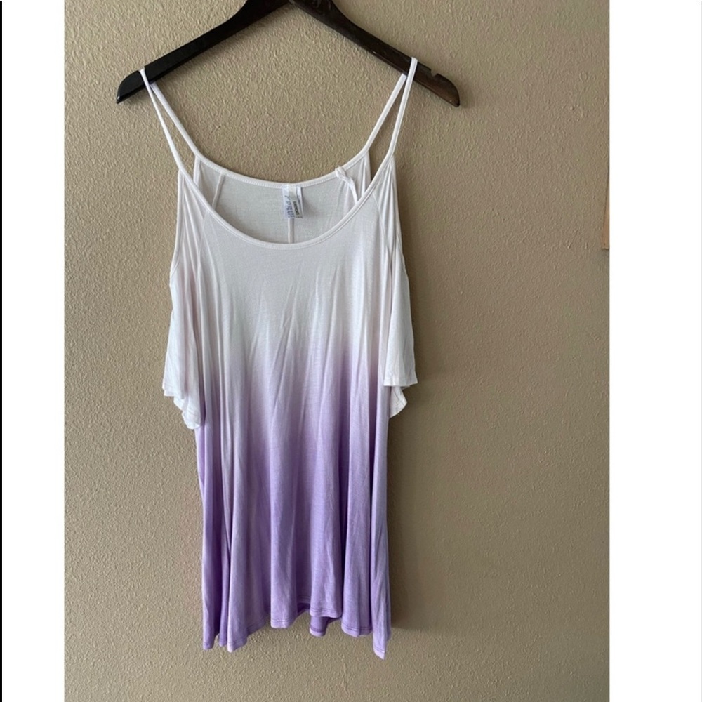 Lavender Ombré Cold Shoulder Top - Picture 3 of 3